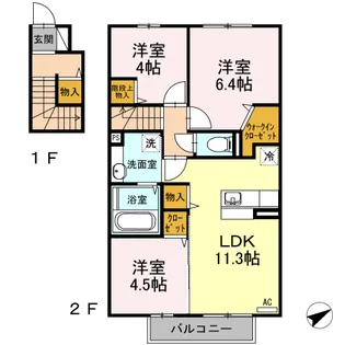 エスポワール高原2【1階】の間取り