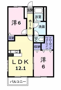 カーサ・ビエント C棟【1階】の間取り