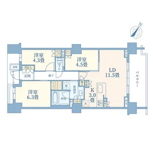 ドレッセWISEたまプラーザB棟【8階】の間取り