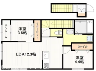ゴッドバレー牛野谷【2階】の間取り