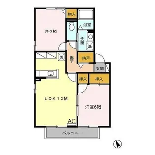 ル・アンソレイエ【2階】の間取り