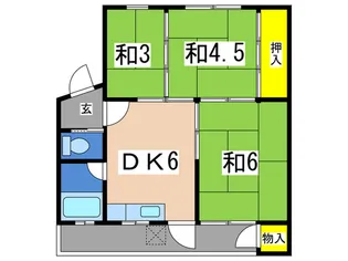 川上団地第一16号棟【4階】の間取り