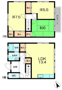 奈良県奈良市朱雀1【一戸建】の間取り