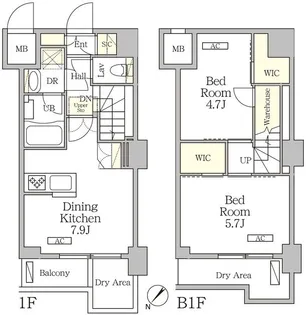アジールコート池尻大橋【1階】の間取り