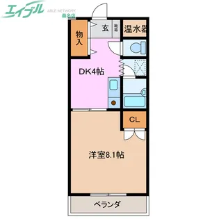 1DKの間取り画像