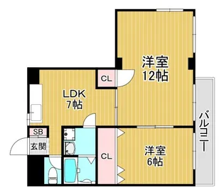 大阪府大阪市城東区新喜多2【マンション】の間取り