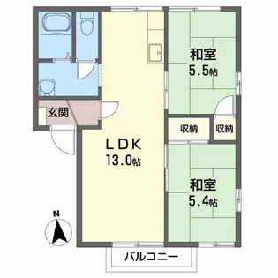 グリーンヒルズ鶴ヶ丘B【2階】の間取り