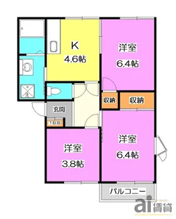 プライムハイツB【1階】の間取り