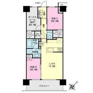 プレミアムレジデンス横須賀中央【5階】の間取り