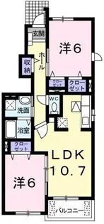 メゾン・ドゥ・ソレイユ B【1階】の間取り