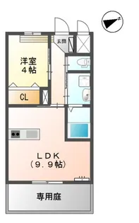 カーサブリランテ櫛原【1階】の間取り