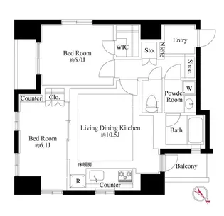 グランスイート銀座レスティモナーク【4階】の間取り