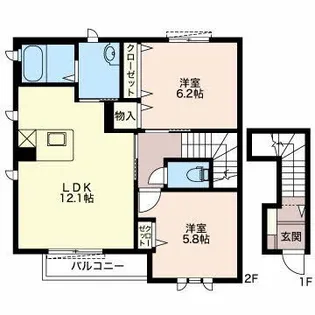 スカイハイツB【2階】の間取り