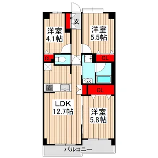 コスモ成増グランヒル【4階】の間取り