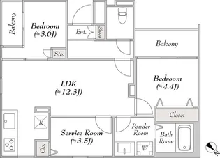 ルミークアン桜新町 100【1階】の間取り