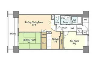 コーポレート稲毛海岸【6階】の間取り