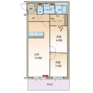 リアンジュ伏見【1階】の間取り