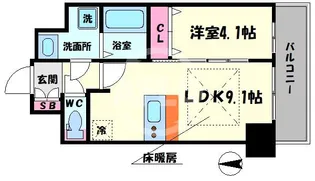 プレサンス松屋町グレース【14階】の間取り