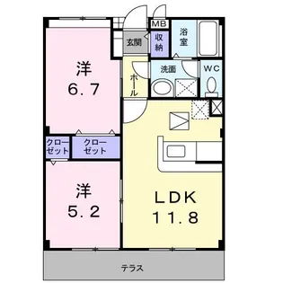 サニーフォレストA【1階】の間取り