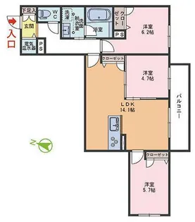 グランフェール結生【1階】の間取り