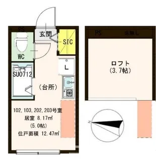 ハーモニーテラス志茂III【1階】の間取り