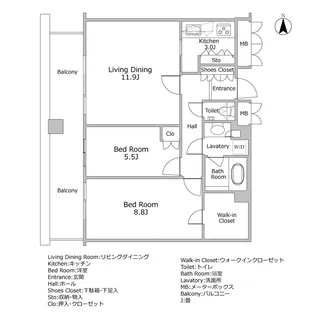 品川グラスレジデンス【19階】の間取り