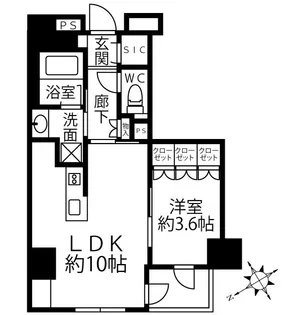 クリオラベルヴィ新富町【8階】の間取り