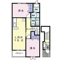 茨城県土浦市おおつ野6【アパート】の間取り