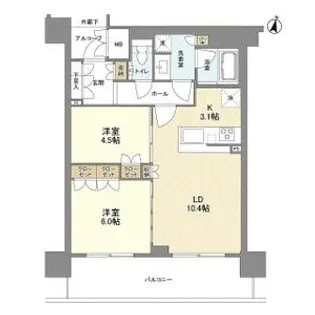 ザ・ファインタワー梅田豊崎【21階】の間取り