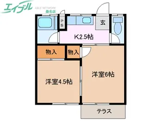 大鹿アパート【1階】の間取り