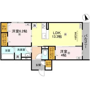 パサログランデ中百舌鳥町4丁【2階】の間取り