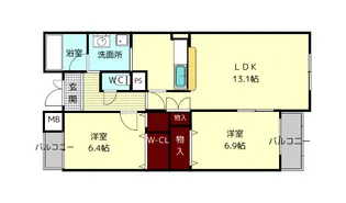 プライムガーデン【2階】の間取り