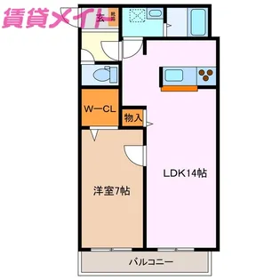 ウッドベルスクエアB棟【2階】の間取り