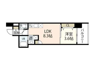S-RESIDENCE新白島駅前【9階】の間取り