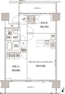 パークハビオ渋谷本町レジデンス【7階】の間取り