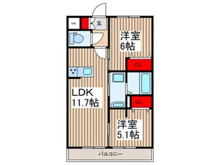 クラウンマンション【2階】の間取り