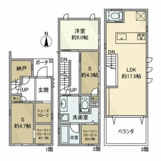 神奈川県川崎市中原区上丸子天神町【一戸建】の間取り