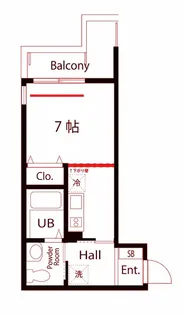 ハーミットクラブハウス横浜三ツ沢下町【2階】の間取り