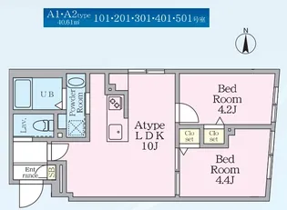 エルファーロ神楽坂III【2階】の間取り