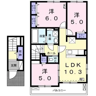 プリートンB【2階】の間取り