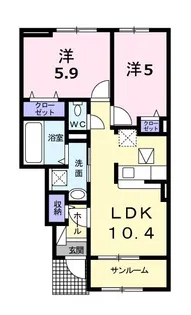 スマイル・リヴ・ウィッシュ A【1階】の間取り