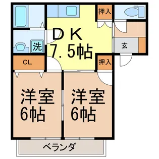 パークハイツIMAI A【1階】の間取り