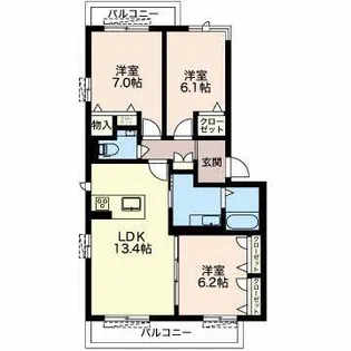 グランベレオ菊川【3階】の間取り
