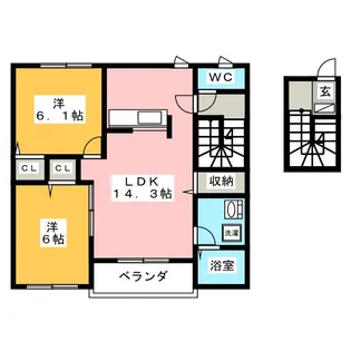 Belle Garden 下西郷【2階】の間取り