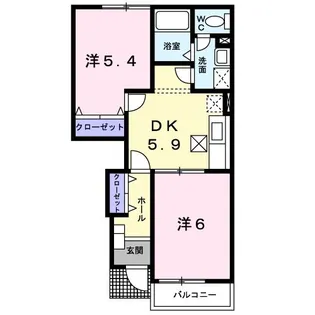 シャン・ド・フルール A【1階】の間取り