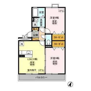 ガーデンコート B【3階】の間取り