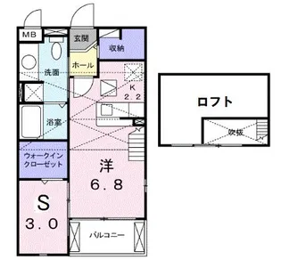 ウエストヒルパーシモン【2階】の間取り