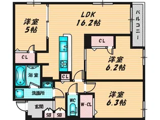 ココルトリシア【1階】の間取り