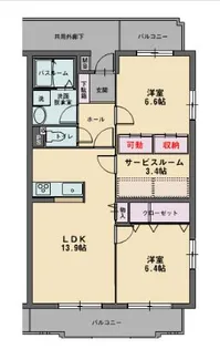 2LDKの間取り画像