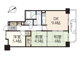 藤和ハイタウン矢野【9階】の間取り